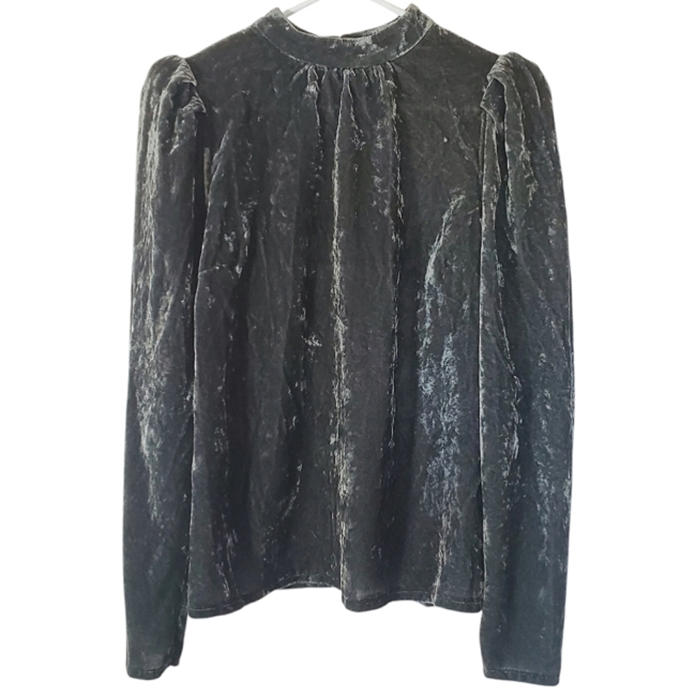 1480 * Boden Mutton Sleeve Velvet Top Onyx Green Size 6 - Picture 2 of 9